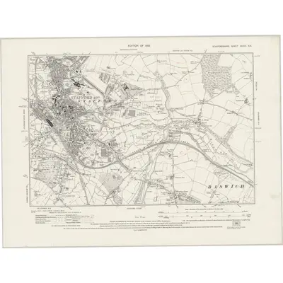 1921 Map of Staffordshire XXXVII.SE, 1925 Print