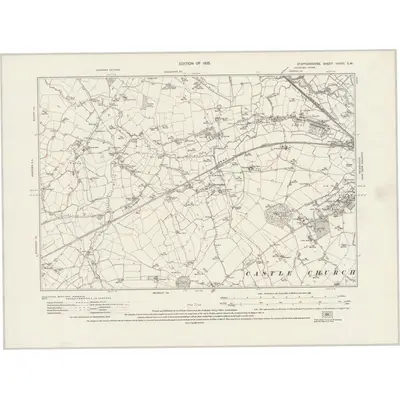 1921 Map of Staffordshire XXXVII.SW, 1925 Print