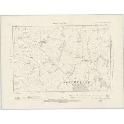 1900 Map of Staffordshire XXXVIII.NE, 1901 Print