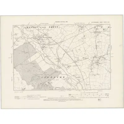 1900 Map of Staffordshire XXXVIII.NW, 1901 Print