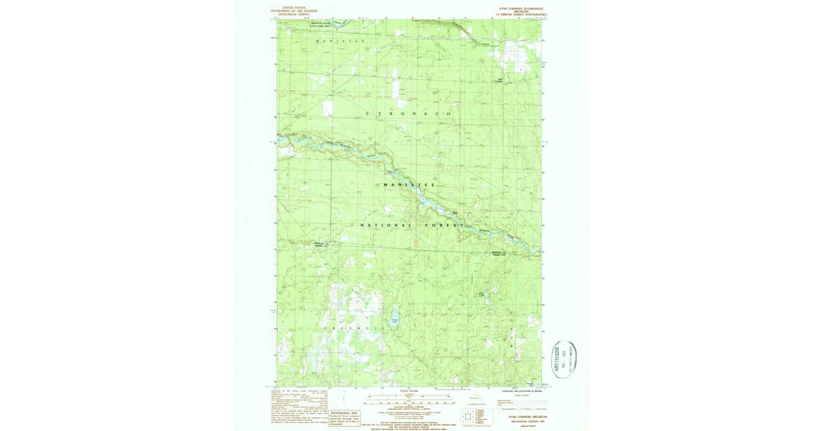 1987 Map of Star Corners, Manistee County, MI — High-Res | Pastmaps