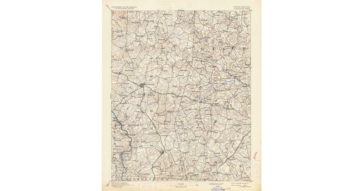 Old Maps of Cleveland NC for Metal - Statesville Iredell County Nc Usgs Topo 1893 P1934 Og 1200x630 