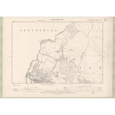 1896 Map of Stirlingshire Sheet X.NE, 1899 Print