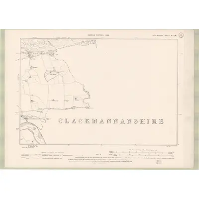 1896 Map of Stirlingshire Sheet XI.SW, 1899 Print