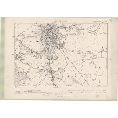 1896 Map of Stirlingshire Sheet XVII.NE, 1899 Print