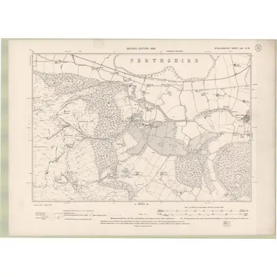 1896 Map of Stirlingshire Sheet XVII.NW, 1899 Print