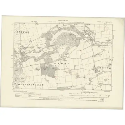 1926 Map of Suffolk IV.NW, 1928 Print