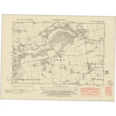 1946 Map of Suffolk IV.NW, 1951 Print