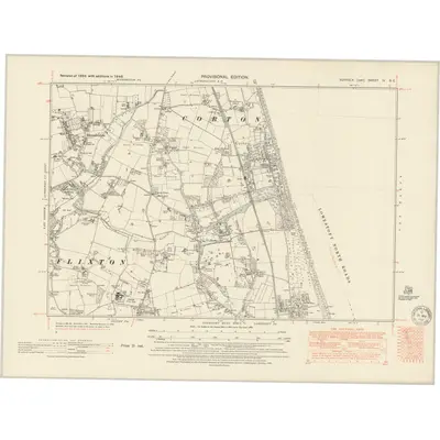 1946 Map of Suffolk IV.SE, 1951 Print