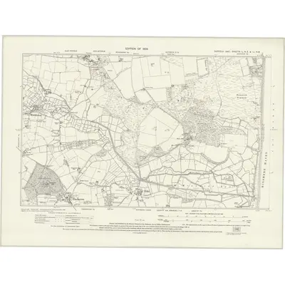 1925 Map of Suffolk L.NE & LI.NW, 1928 Print