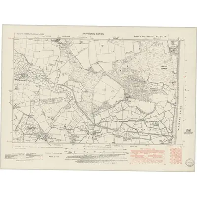1938 Map of Suffolk L.NE & LI.NW, 1949 Print