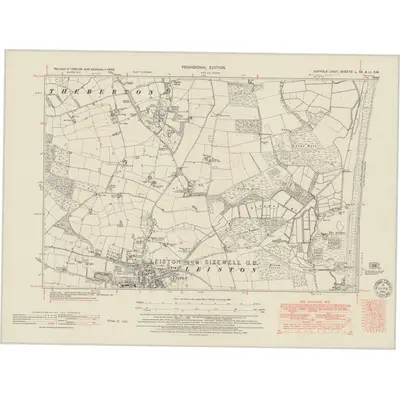 1946 Map of Suffolk L.SE & LI.SW, 1950 Print