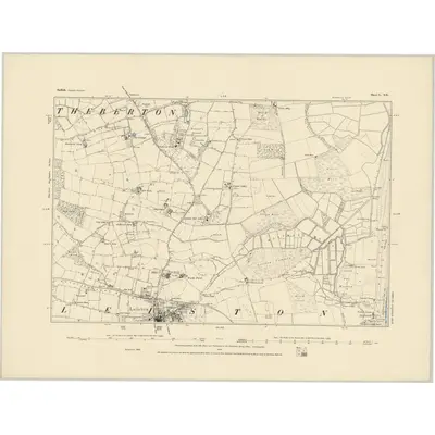 1883 Map of Suffolk L.SE, 1884 Print