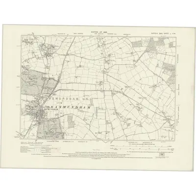 1925 Map of Suffolk L.SW, 1928 Print