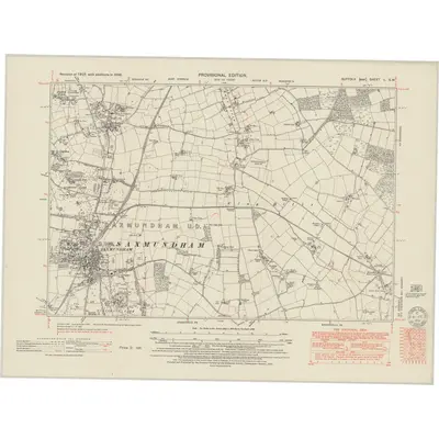 1946 Map of Suffolk L.SW, 1951 Print