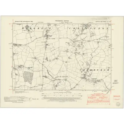 1950 Map of Suffolk LIII.NE, 1952 Print