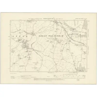 1903 Map of Suffolk LIV.NE, 1905 Print