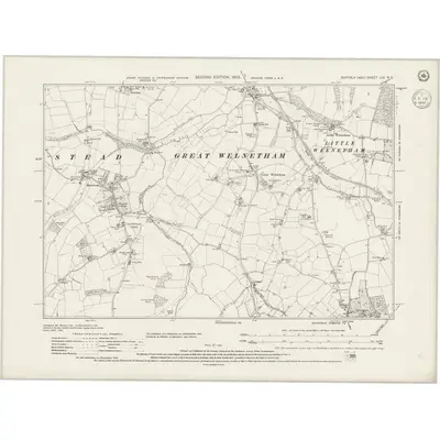 1903 Map of Suffolk LIV.NE, 1942 Print