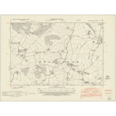 1950 Map of Suffolk LIV.NW, 1952 Print