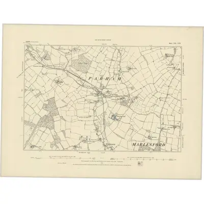 1881 Map of Suffolk LIX.NW, 1885 Print