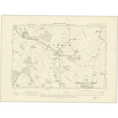 1903 Map of Suffolk LIX.NW, 1905 Print