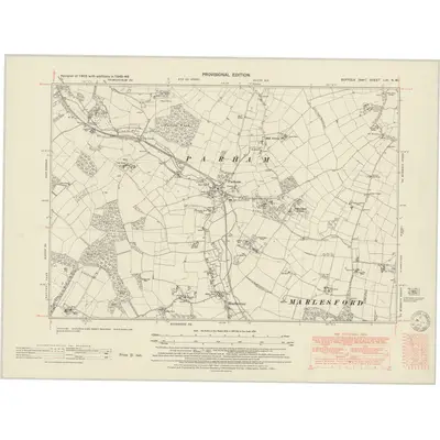 1945 Map of Suffolk LIX.NW, 1950 Print