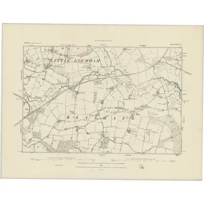 1881 Map of Suffolk LIX.SE, 1884 Print
