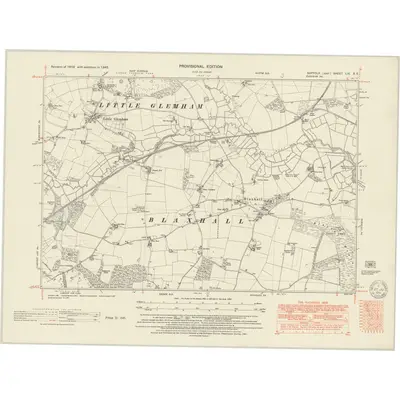 1945 Map of Suffolk LIX.SE, 1951 Print