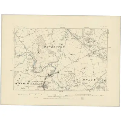 1883 Map of Suffolk LIX.SW, 1884 Print