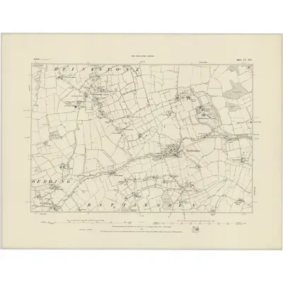 1883 Map of Suffolk LV.NE, 1884 Print