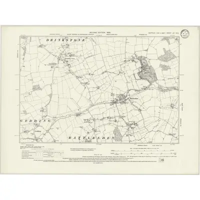 1903 Map of Suffolk LV.NE, 1933 Print