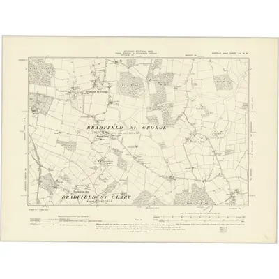1902 Map of Suffolk LV.NW, 1905 Print