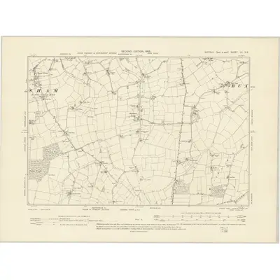 1902 Map of Suffolk LV.SE, 1905 Print