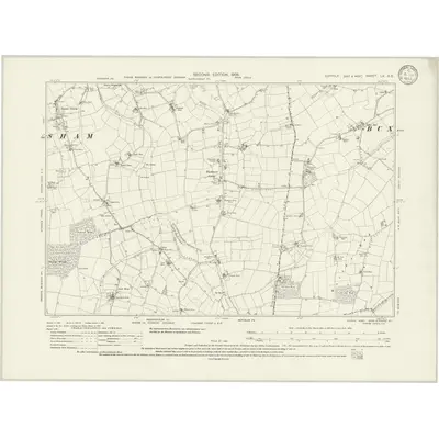 1902 Map of Suffolk LV.SE, 1933 Print