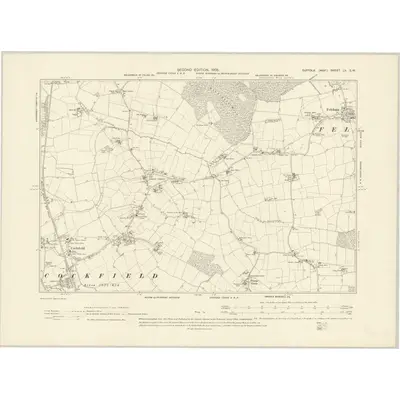 1902 Map of Suffolk LV.SW, 1905 Print