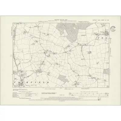1902 Map of Suffolk LV.SW, 1934 Print