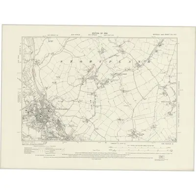 1924 Map of Suffolk LVI.NE, 1928 Print