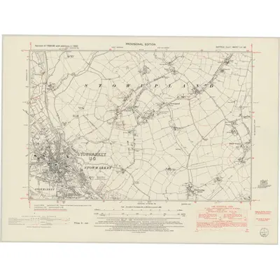1950 Map of Suffolk LVI.NE, 1953 Print
