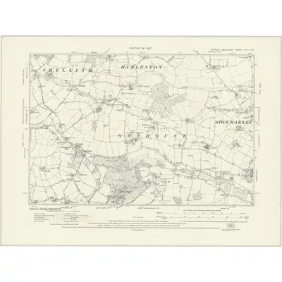 1925 Map of Suffolk LVI.NW, 1927 Print