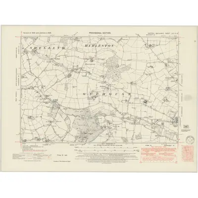 1938 Map of Suffolk LVI.NW, 1949 Print