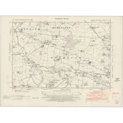 1950 Map of Suffolk LVI.NW, 1953 Print