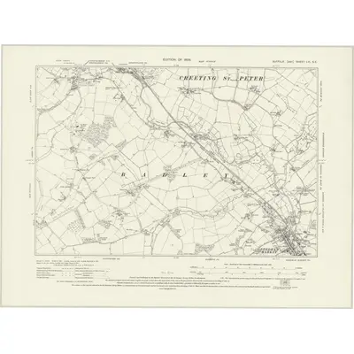 1924 Map of Suffolk LVI.SE, 1928 Print