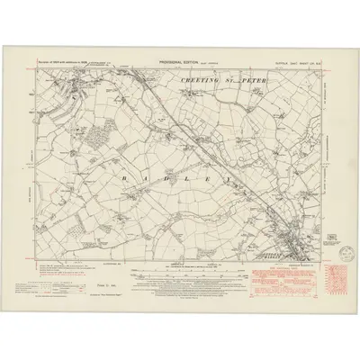 1938 Map of Suffolk LVI.SE, 1950 Print
