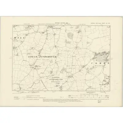 1902 Map of Suffolk LVI.SW, 1905 Print