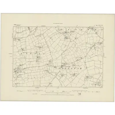 1883 Map of Suffolk LVII.NE, 1884 Print
