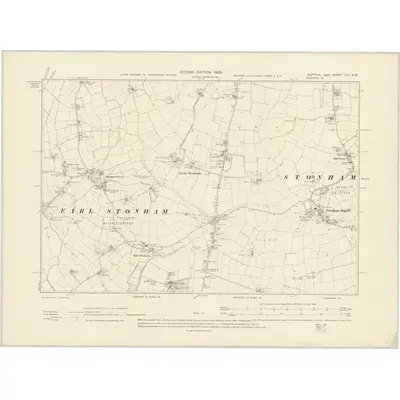 1903 Map of Suffolk LVII.NW, 1905 Print