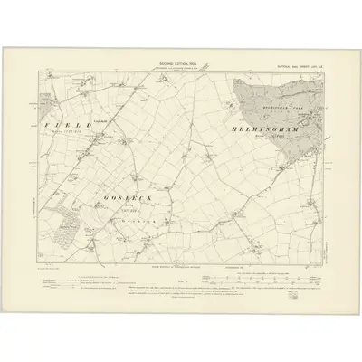 1903 Map of Suffolk LVII.SE, 1905 Print