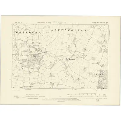 1903 Map of Suffolk LVIII.NE, 1905 Print