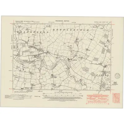 1946 Map of Suffolk LVIII.NE, 1951 Print