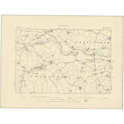 1883 Map of Suffolk LVIII.NW, 1884 Print